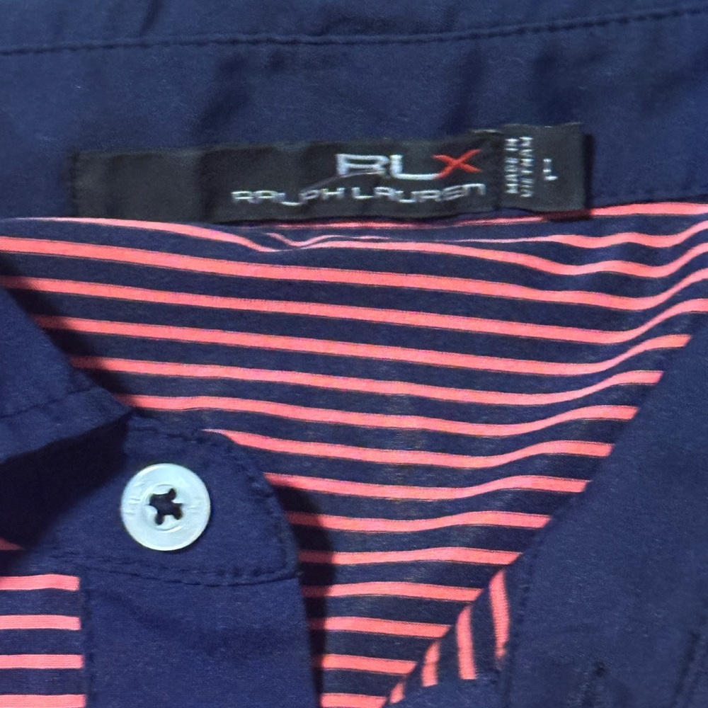 Men’s Ralph Lauren RLX Gold Polo Shirt - Pink and Blue